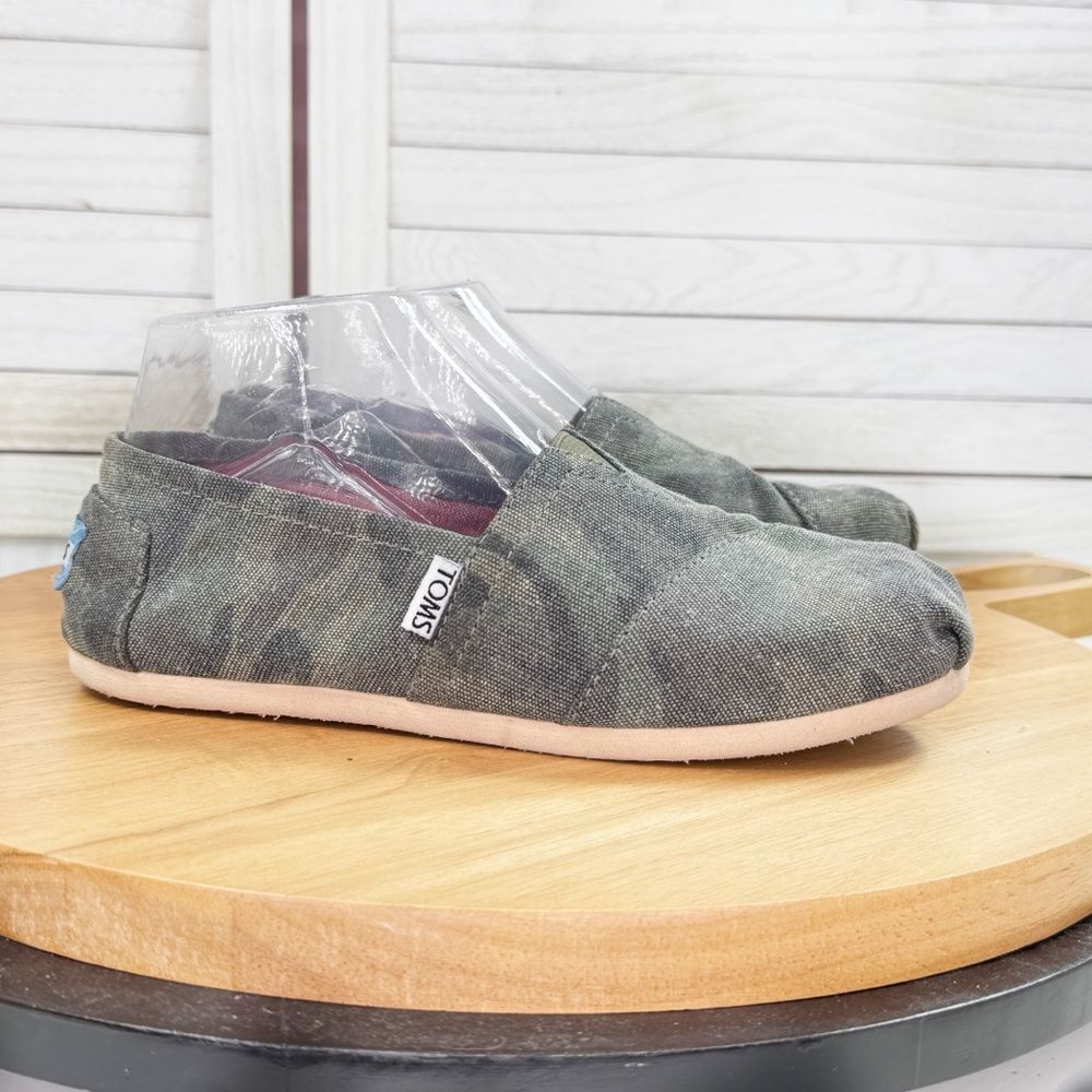 Toms Alpargata Canvas Slip On Shoes Camouflage Green Womens 7